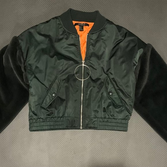 Green Crop Bomber Jacket - Picture 1 of 2
